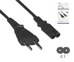 Napájecí kabel Euro zástrčka typ C na C7, 0,75 mm², Euro zástrčka/IEC 60320-C7, VDE, černý, délka 1,80 m, krabice DINIC